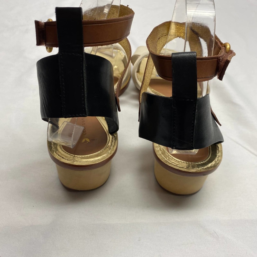 Leifsdottir Mabli Heels Sandal Black Brown Biege Leather Women's Size 41/ US 10 - Picture 5 of 11